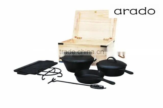 cast iron non-stick camping cookware set