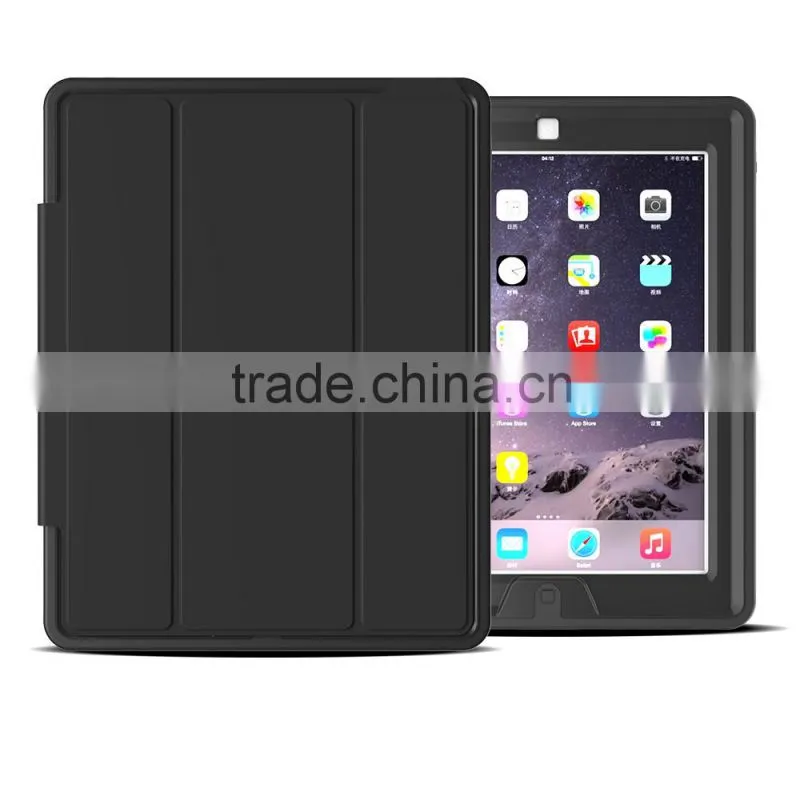 Luxury Wake Sleep Function Folding Stand PU Leather PC Back Cover Shockproof Protective Case For iPad 2/3/4 TB-0278