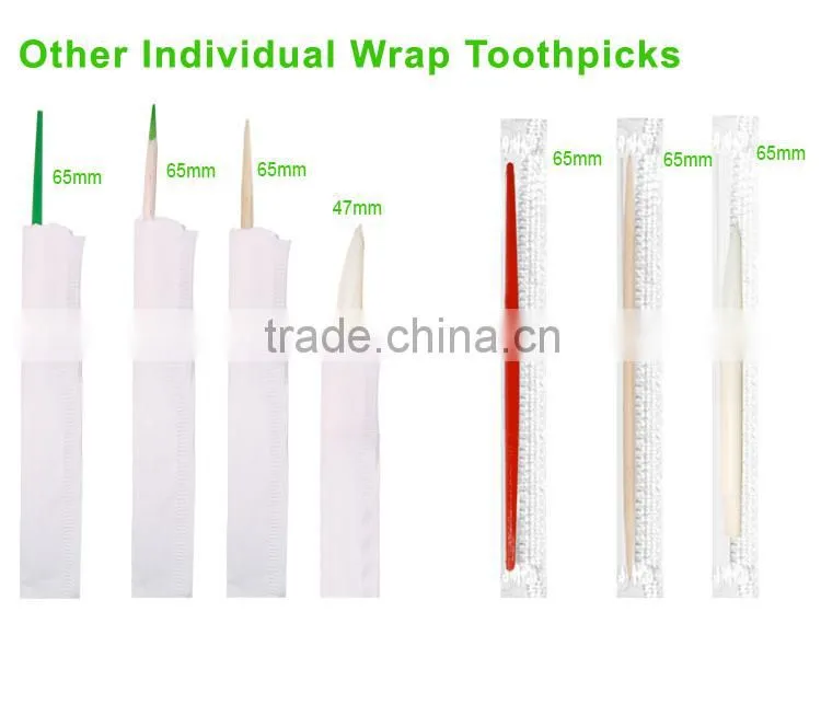 2.0x65mm cello wrap mint wooden toothpicks