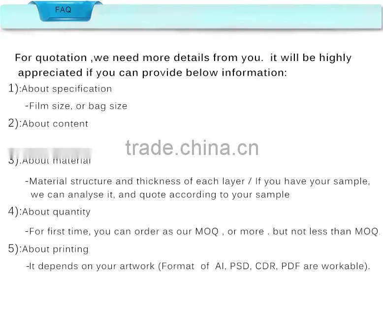 unprinted plastic vacuum bag for food