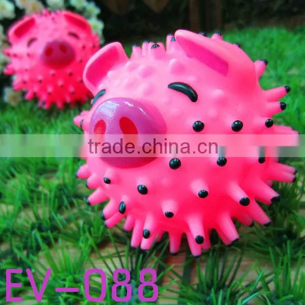 vinyl toy-8.5cm pink pig spikey ball