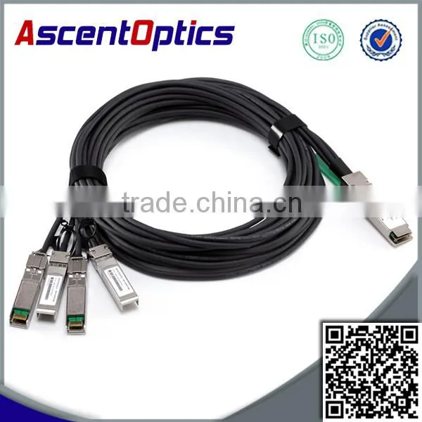 40GBASE-CR4 QSFP+ to four 10GBASE-CU SFP+ direct attach breakout cable, 5 meter passive