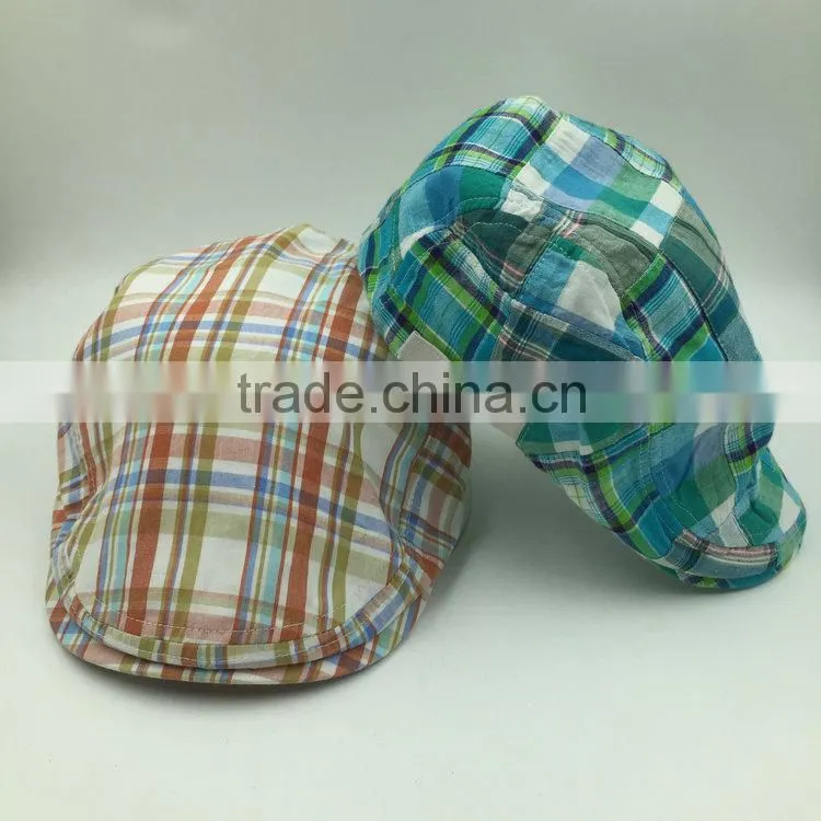 Wholesale custom made checked cotton ivy hat