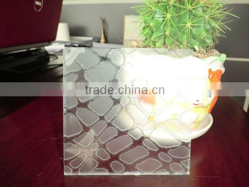 clear acid etched glass for decorative partition