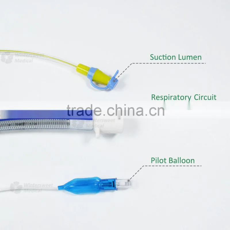 Reinforced spray wire endotracheal tube with suction lumen