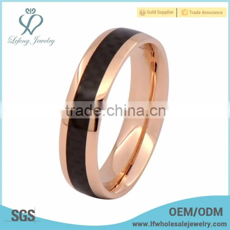 Top selling rose gold ring titanium with carbon fiber engagement ring