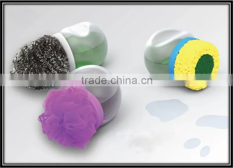 Cleaning container with liquid soap and sponges