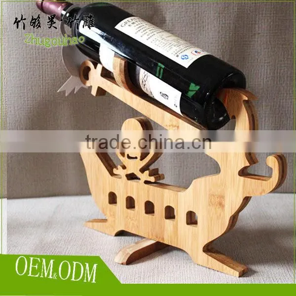 Small kitchen accessary bamboo wine shelves for single wine bottle