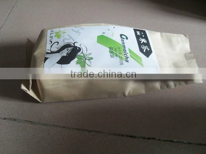 side-gusset kraft paper bag for tea sachet packaging with stikers