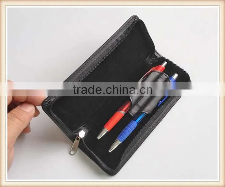 High Quality leather zipper pen case for metal pen