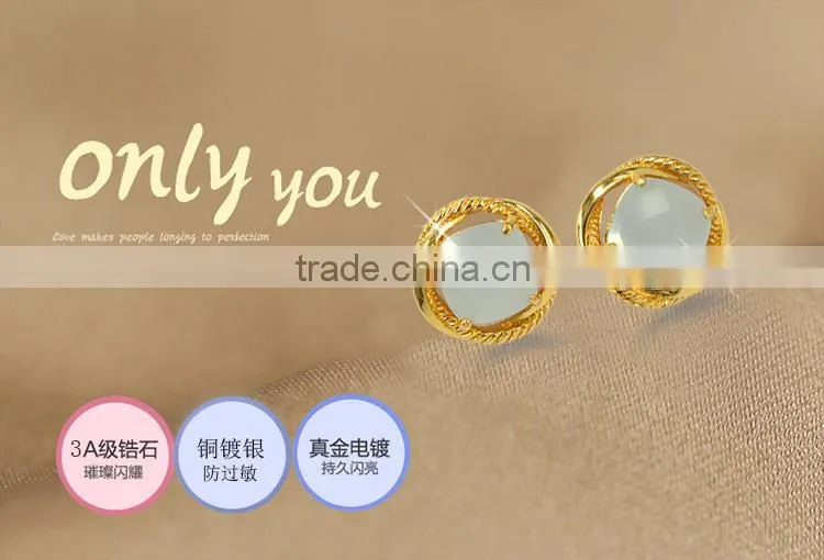 gold earring jewery 2015 new stone Fashion Women's Earrings2 gram gold beautiful designed earrings