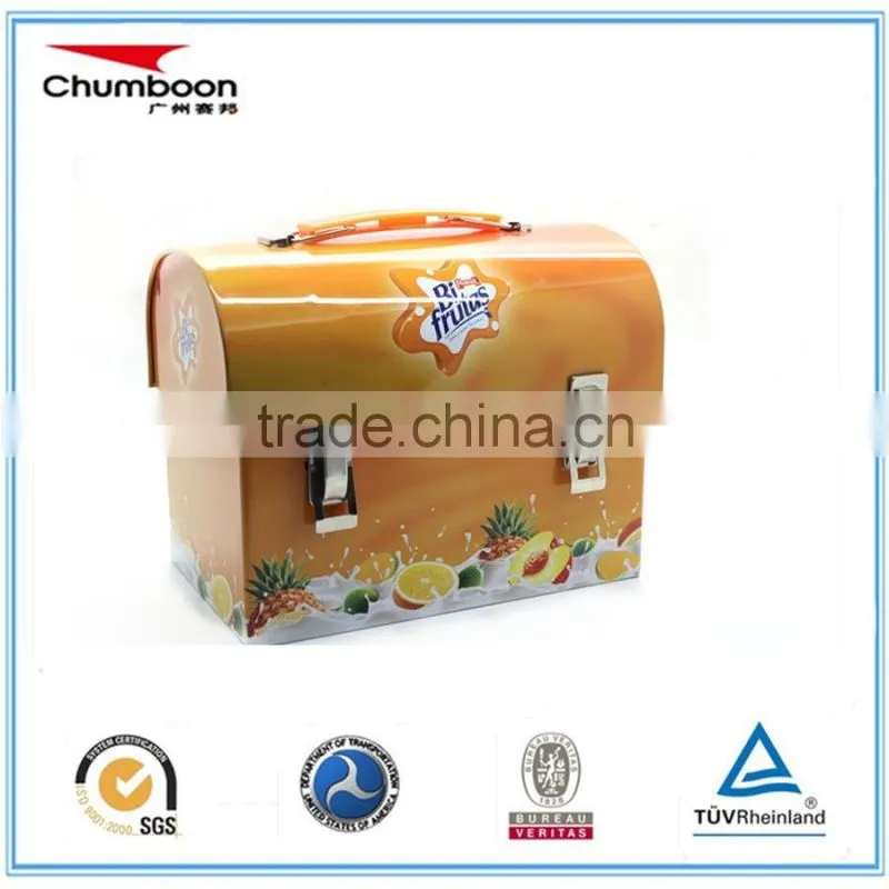 Lunch metal tin box with lock and handle