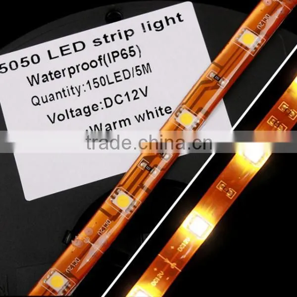 Hot Sale 5M Waterproof 5050 SMD 150LEDs/reel LED Strip Light Warm White