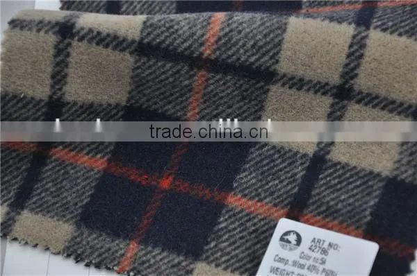 Wholesale super fine double face woolen wool plaid fabric for winter coats
