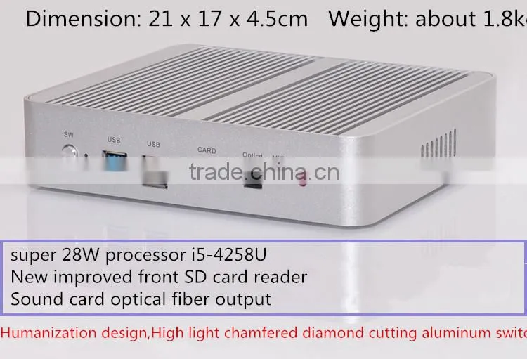 mini pc/mini chassis dual N2810/fanless HTPC/tv box/industrial personal computer with All aluminum 8GB DDR3 1600MHz