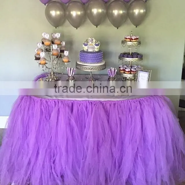 wholesale cheap DIY party celebration Polyester rianbow tulle table skirt tutu