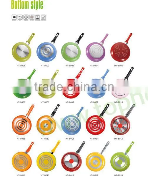 Pressed aluminum colorful ceramic coating fry pans