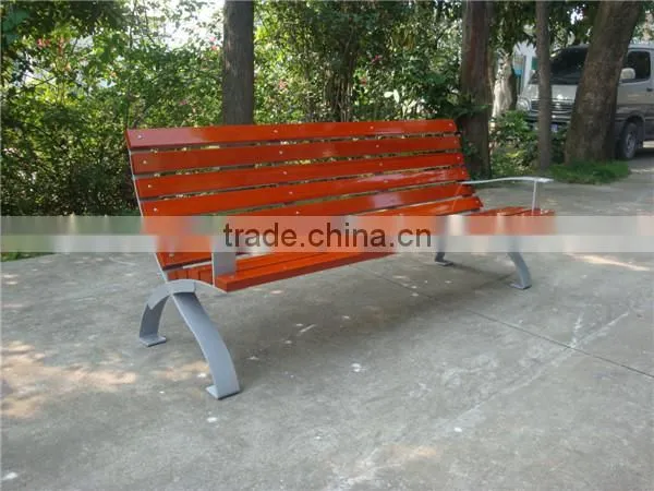 Stainless steel garden bench with wooden slats bench seating