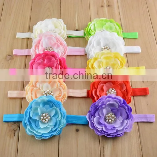 children pearls korean lily flower baby headband