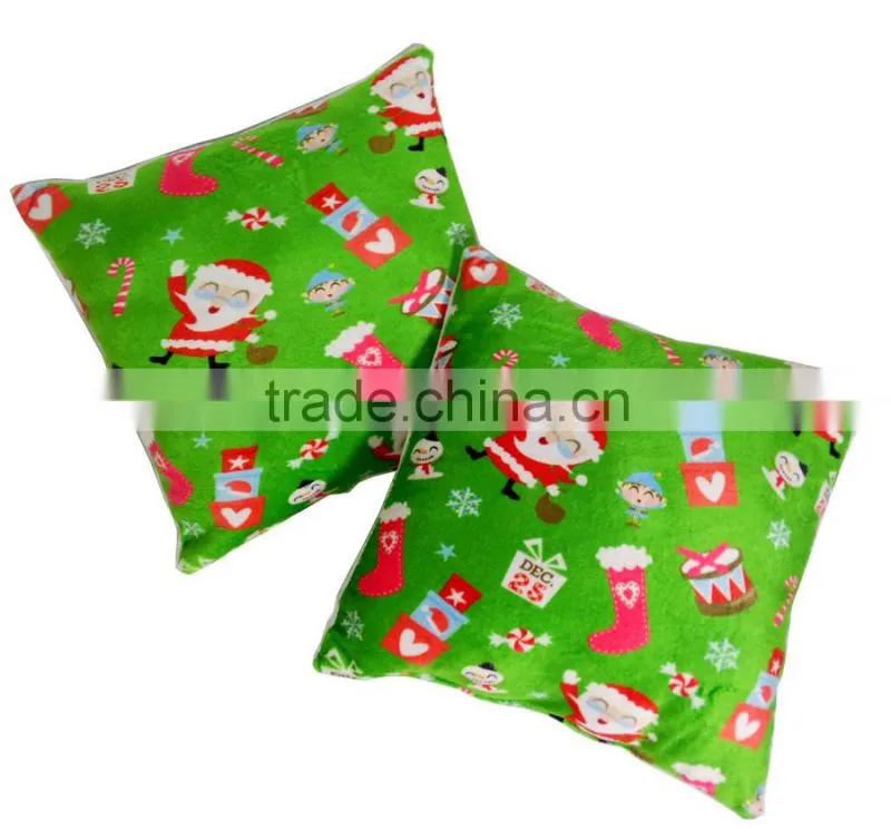 green cartoon Xmas decorative plush pillow, digital printed Christmas throw pillow for kids