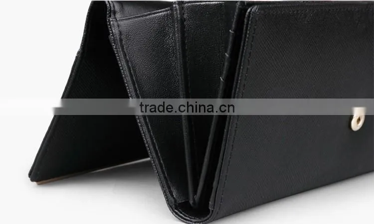 Classical saffiano leather wallet with metal frame