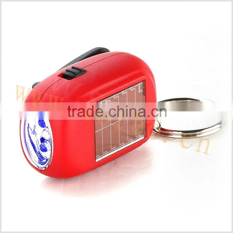 LED Promotional Item Small Cranking Solar Keychain Logo Advertising Gifts