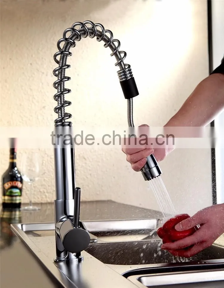 chrome surface pull up brass faucet kitchen sink single hole faucet