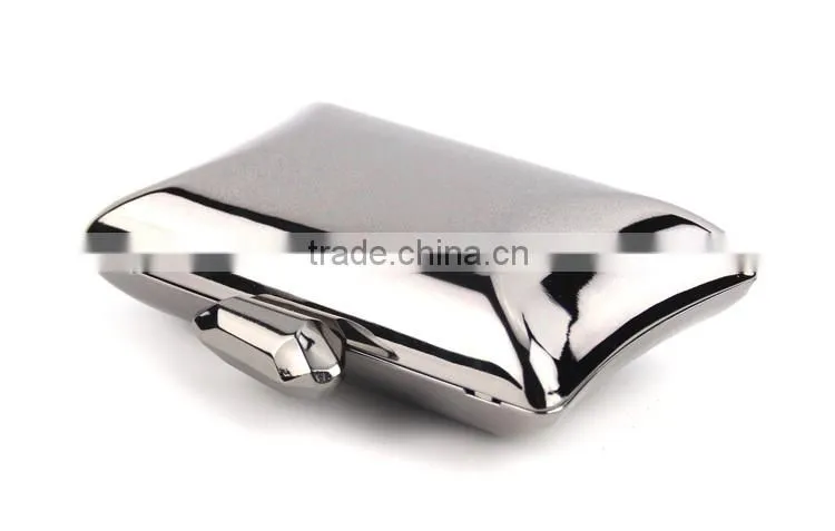 Women's fashion bag unique design silver metal clutch bag