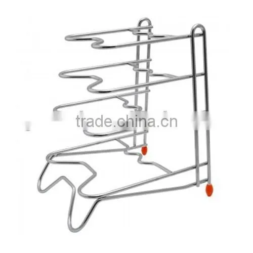 2017 Products 4 Tiers Free Standing Stainless Steel Kitchen Fry Pan Organizer Rack