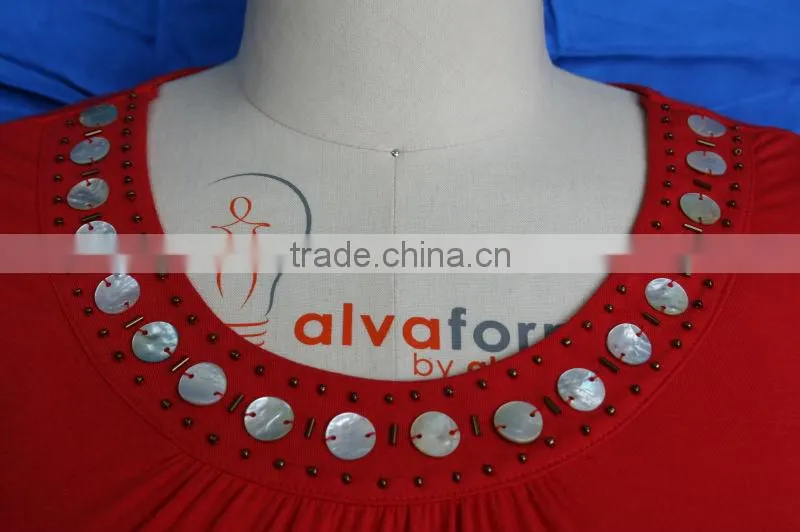 Round neck with beads Ladies tops latest design