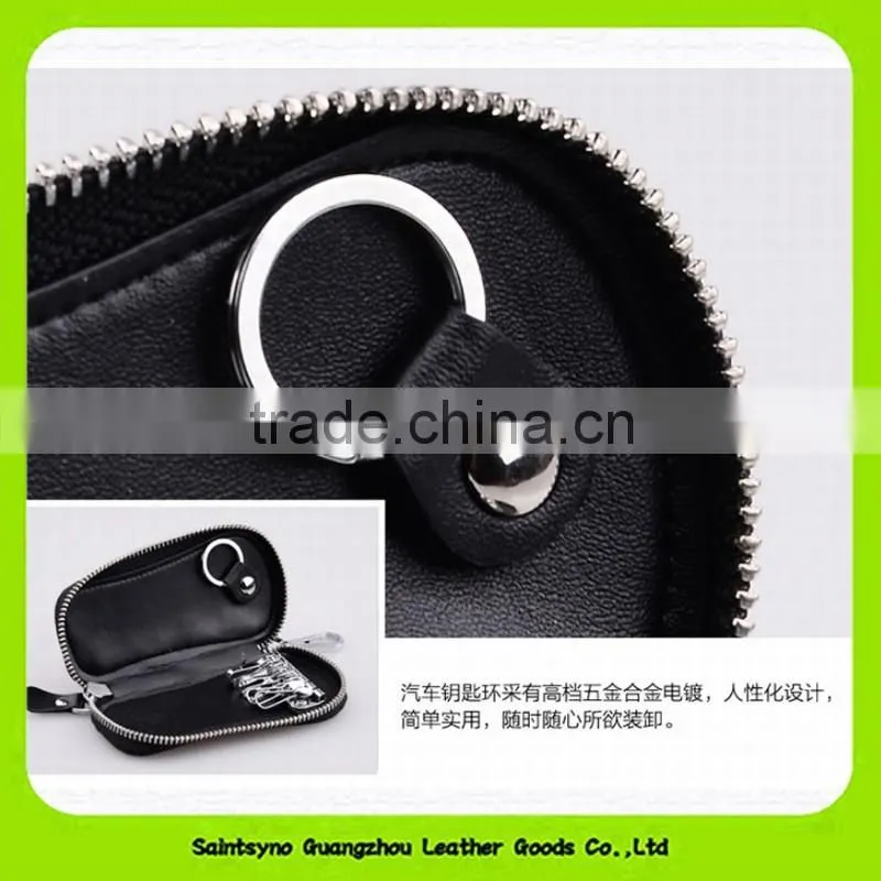 Custom multiple portable compact fancy PU geunie leather car key holder 15069