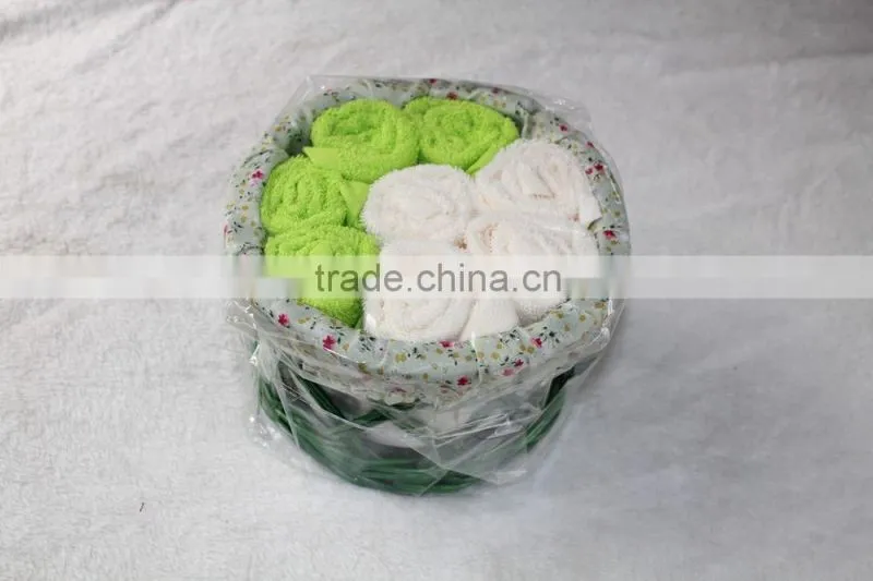 Custom color cotton face towel packed in Willow Basket
