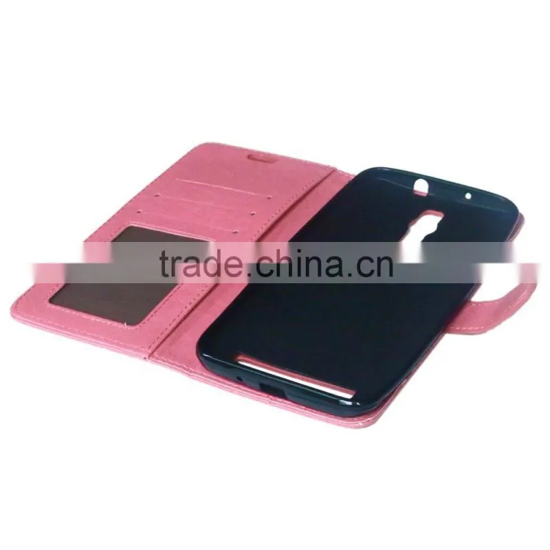PU Leather Cell Phone Flip Wallet Kickstand Case for ASUS ZenFone 2