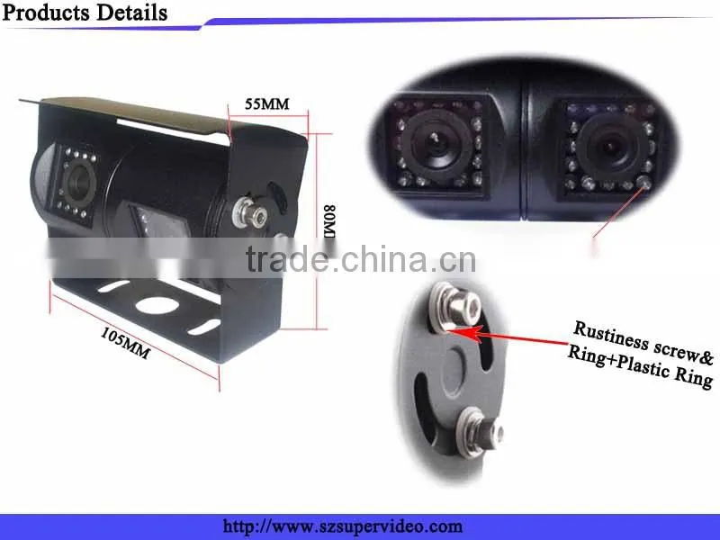 Twin Lens Ccd Night Vision HD Car Reversing Camera For Bus Tractor Van Trailer