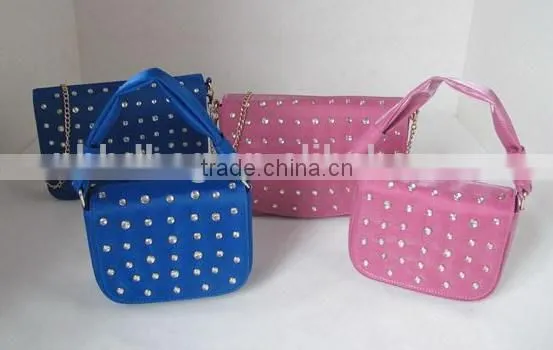 Cute satin clutch bag, diamond evening bag