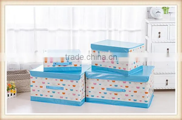 Factory price PE coating non-woven storage box with handle