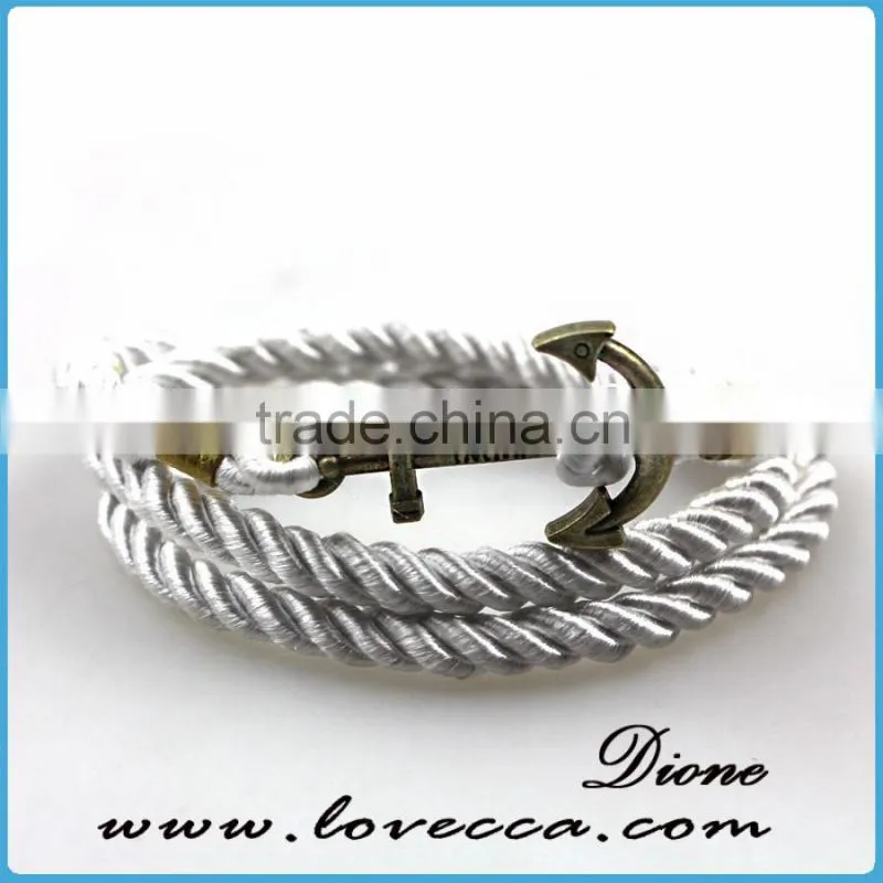 2016 Fashion Navy Style Mens Anchor Leather Rope Bracelet Anchor