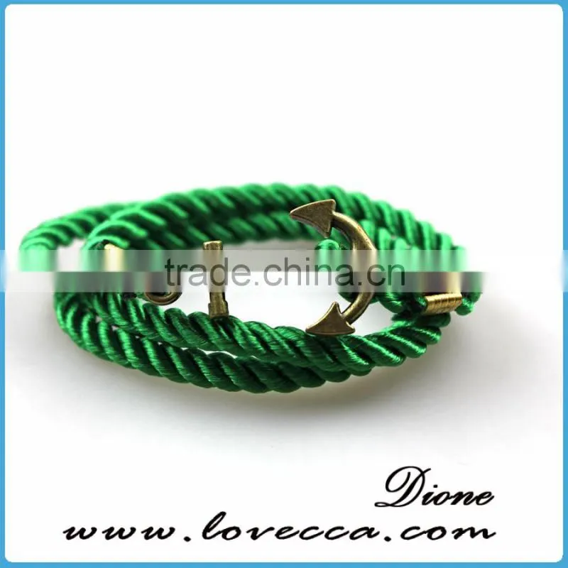 2016 Fashion Navy Style Mens Anchor Leather Rope Bracelet Anchor