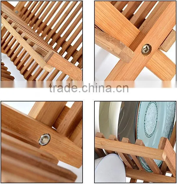 Bamboo Scissor Style Folding Dish Rack /Flatware Holder Set.