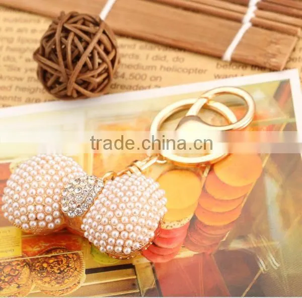 2014 Exquisite Pearl Bow Key Chain, Gift Bag Pendant ZTKC-134