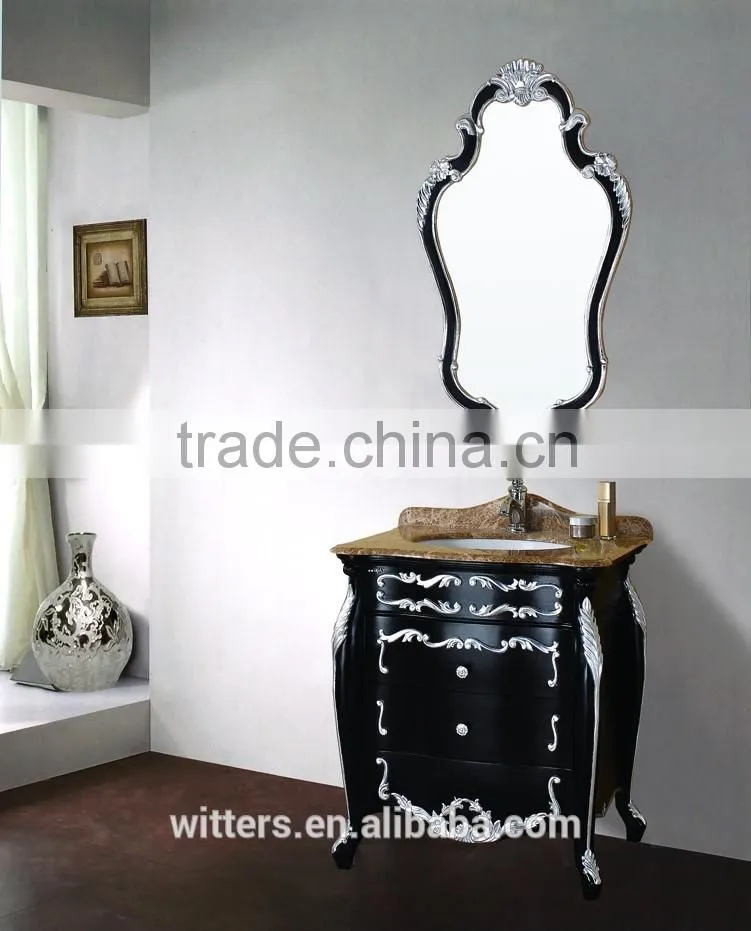 Corner bathroom vanity sin with top granite in antique black WTS145