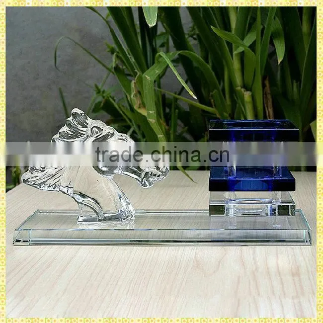Exquisite Clear Crystal Office Desktop Set With Horse Head Figurines