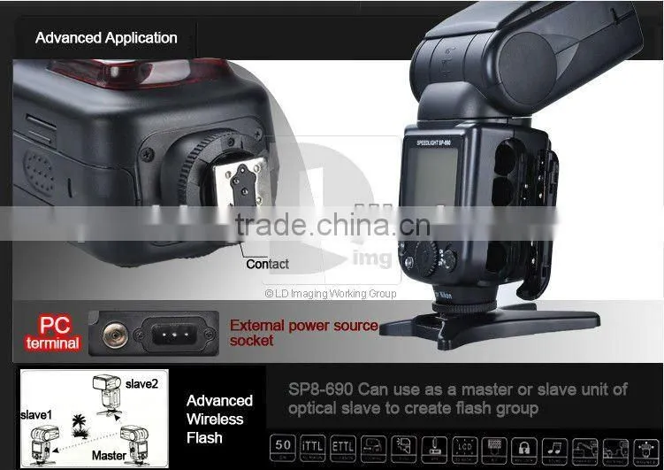 Camera speedlite flash SP-690 with TTL for nikon digital camera