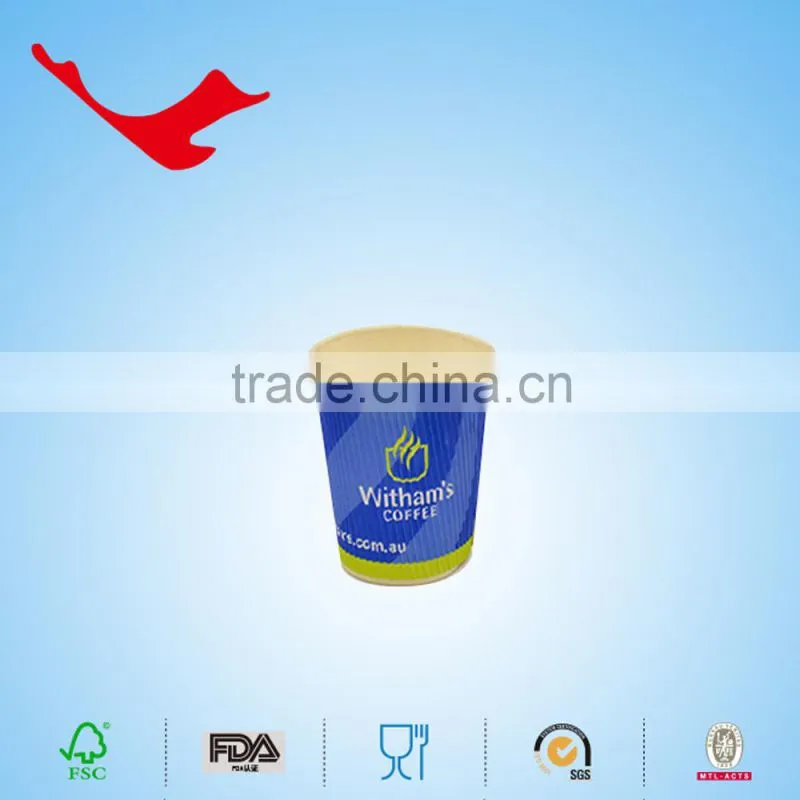food grade recycled ripple wall paper coffee cups printed with custom logo
