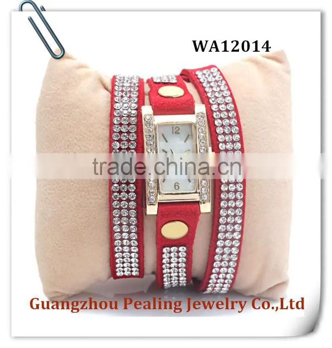 (WA12014) Fashion Color Korea Velvet Alloy Lady Rhinestone Watch