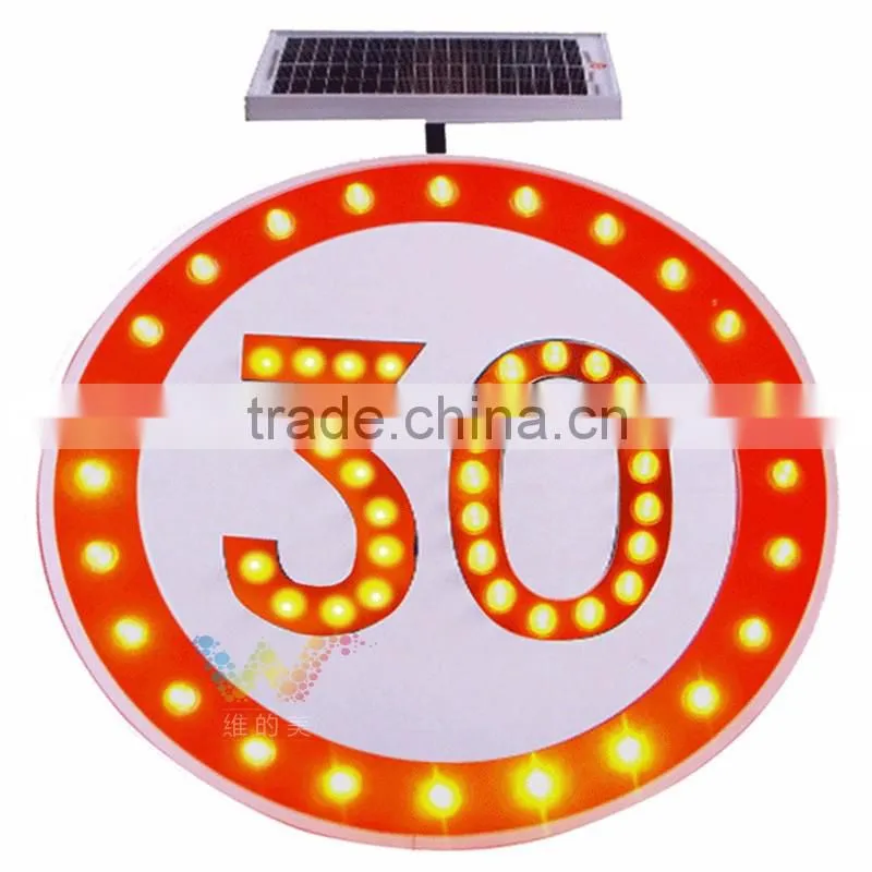 Road safety international reflective solar panel led speed limit aluminum traffic sign