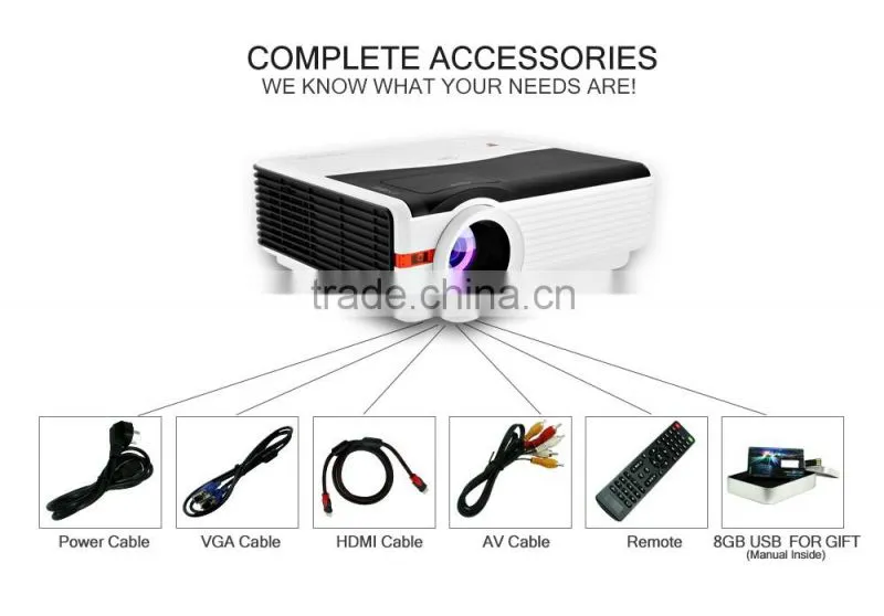 LED Video Projector 5000 Lumens HD Multimedia Projector Support 1080p