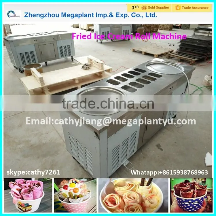 Double Pan Ice Curl Machine Fry Ice Cream Roll Machine for sale price