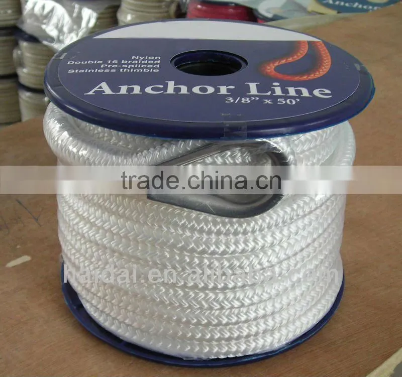 Double braided nylon dock rope