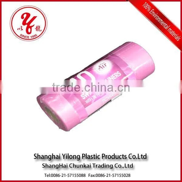 colorful plastic trash bag on roll